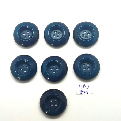 7 boutons en résine bleu - 27mm - abd601