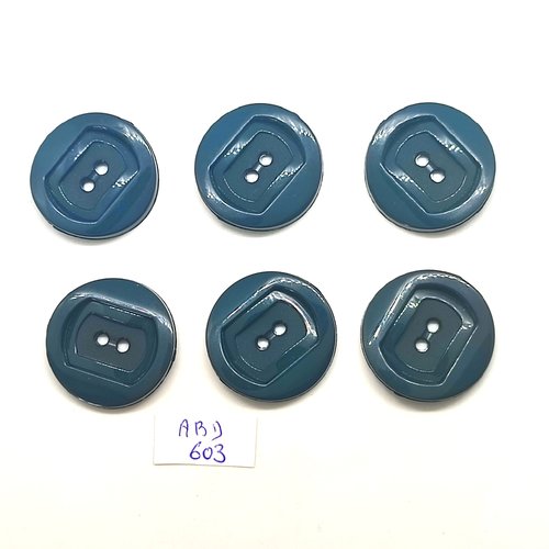 6 boutons en résine bleu / vert - 27mm - abd603