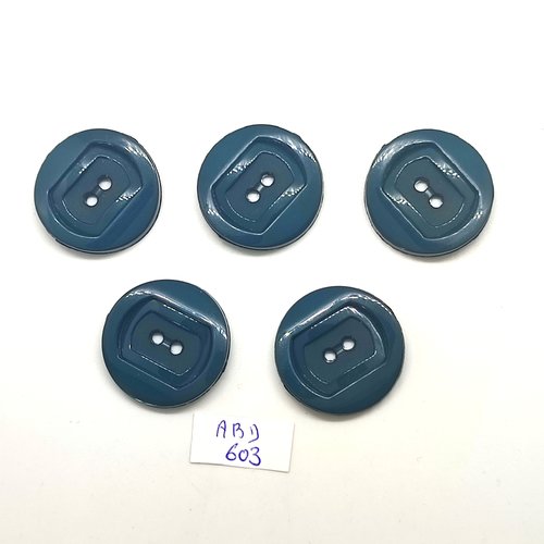 5 boutons en résine bleu / vert - 27mm - abd603