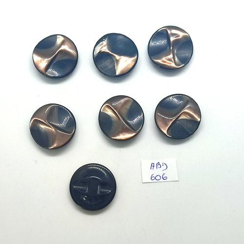 7 boutons en résine marron - 23mm - abd606