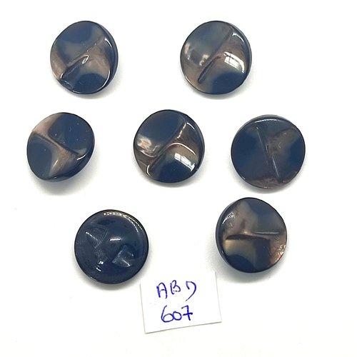 7 boutons en résine marron - 18mm - abd607