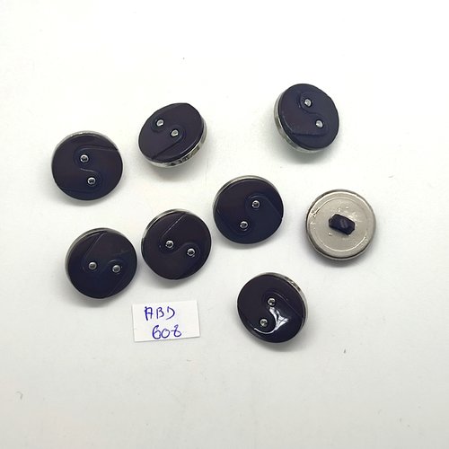 8 boutons en résine marron et argenté - 18mm - abd608