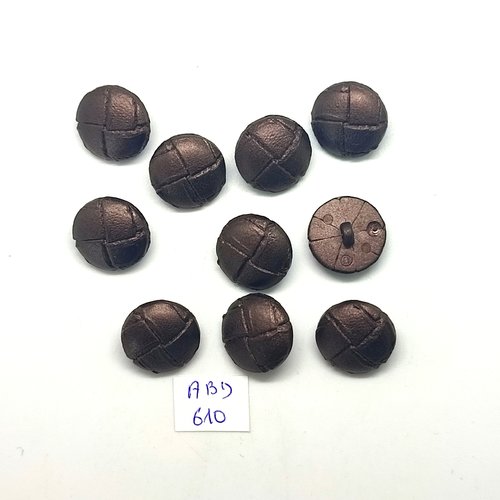 10 boutons en résine marron - 17mm - abd610