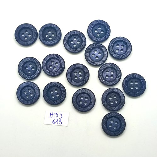 15 boutons en résine gris / noir - 17mm - abd613
