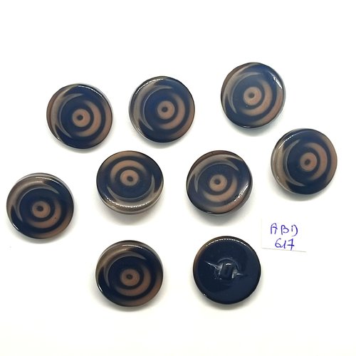 9 boutons en résine marron et beige - 22mm - abd617