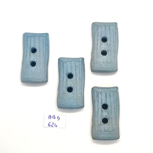 4 boutons en résine bleu / gris - 24x45mm - abd624