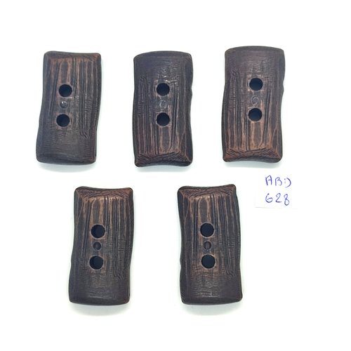 5 boutons en résine marron - 24x44mm - abd628