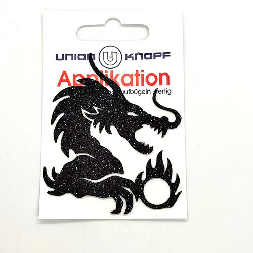 1 thermocollant / écusson à coudre - dragon noir