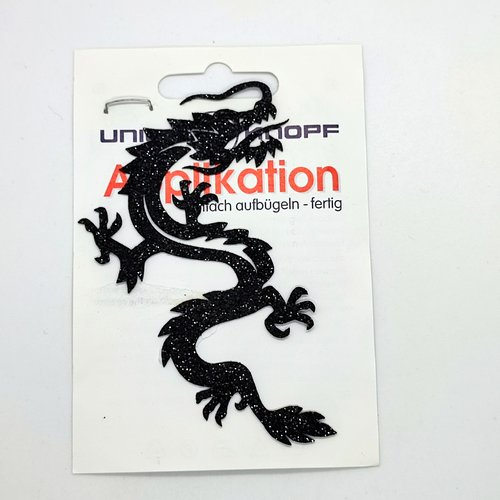 1 thermocollant / écusson à coudre - dragon noir