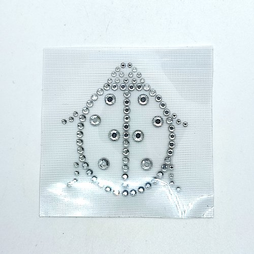 1 thermocollant / écusson à coudre avec strass - coccinelle argenté