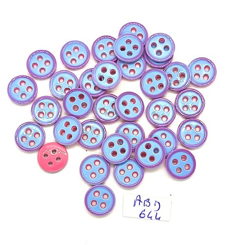 33 boutons en résine bleu rose et mauve - 11mm - abd644