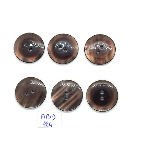 7 boutons en résine marron - 23mm - abd634