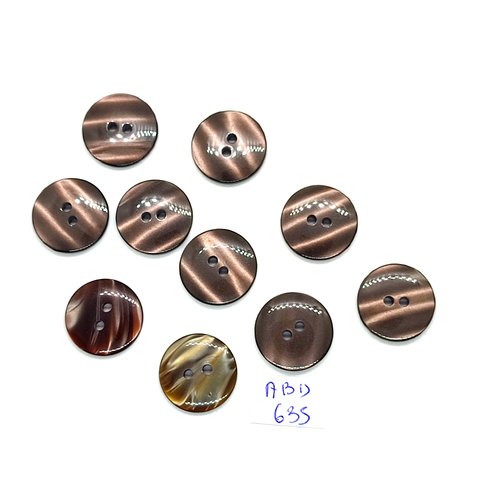 10 boutons en résine marron - 17mm - abd635
