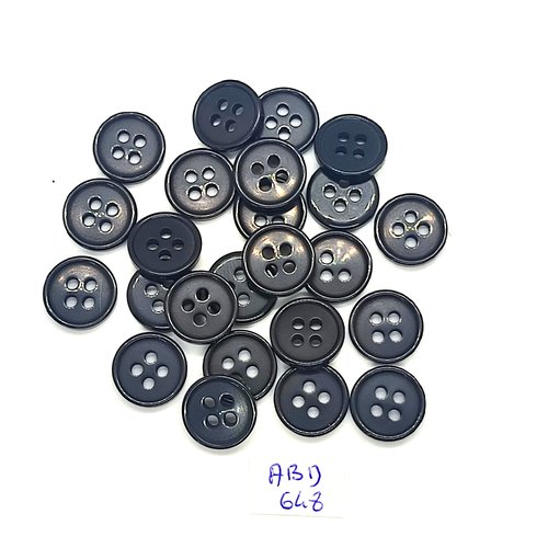 24 boutons en résine noir - 13mm - abd648