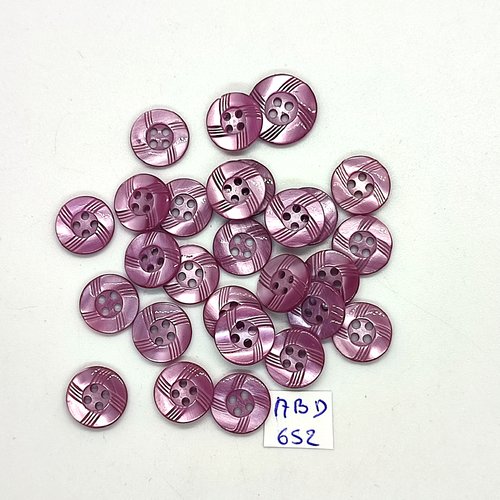 26 boutons en résine lilas - 11mm - abd652