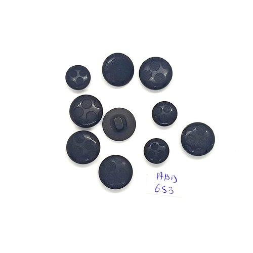 10 boutons en résine noir - 15mm et 11mm - abd653