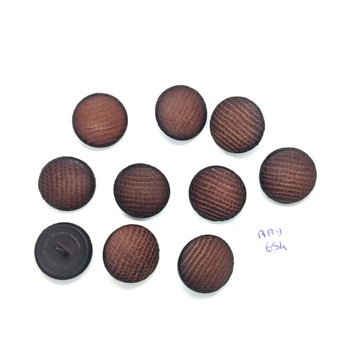 10 boutons en cuir marron- 21mm - abd654