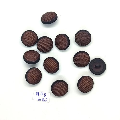 12 boutons en cuir marron- 15/16mm - abd656