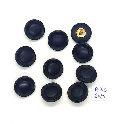 10 boutons en résine noir queue en métal doré - 17mm - abd649