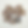 10 boutons en bois marron et résine noir dessous - 18mm - abd666