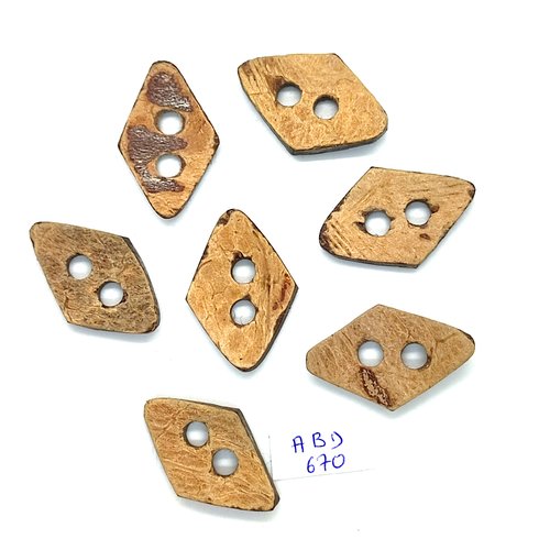7 boutons en bois marron - 23x29mm - abd670