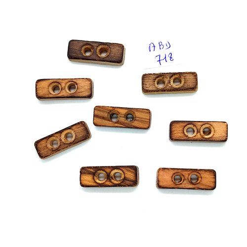 8 boutons en bois marron - 9x25mm - abd718