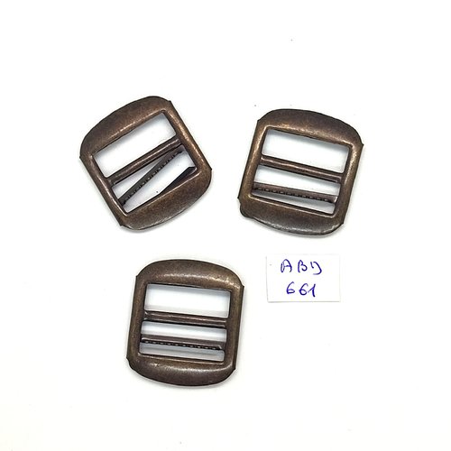 3 boucles de ceinture en métal bronze - 30x27mm - abd661