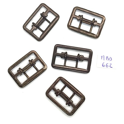 5 boucles de ceinture en métal bronze - 21x29mm et 20x33mm - abd662