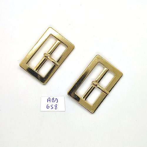 2 boucles de ceinture en métal doré - 26x40mm - abd658