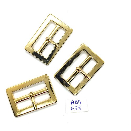 3 boucles de ceinture en métal doré - 26x40mm - abd658