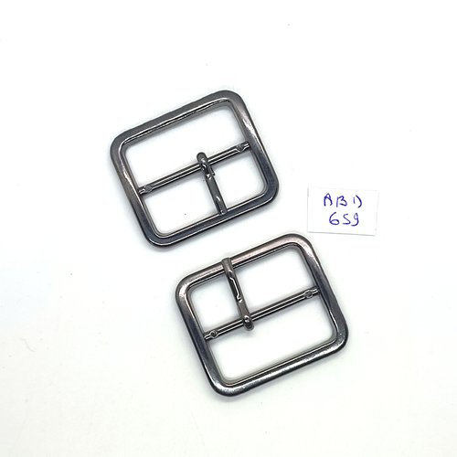 2 boucles de ceinture en métal gris foncé - 33x38mm - abd659
