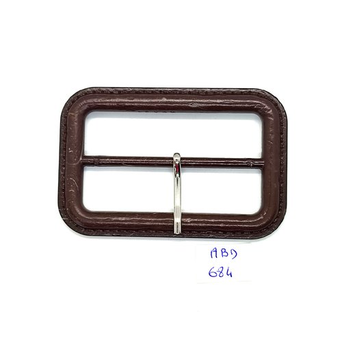 1 boucle de ceinture en cuir marron - 50x77mm - abd684