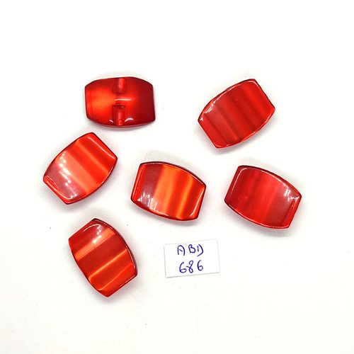6 boutons en résine rouge - 16x22mm - abd686