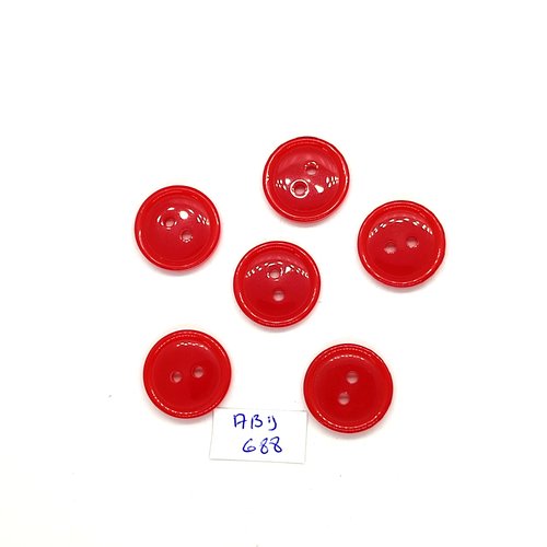 6 boutons en résine rouge - 18mm - abd688