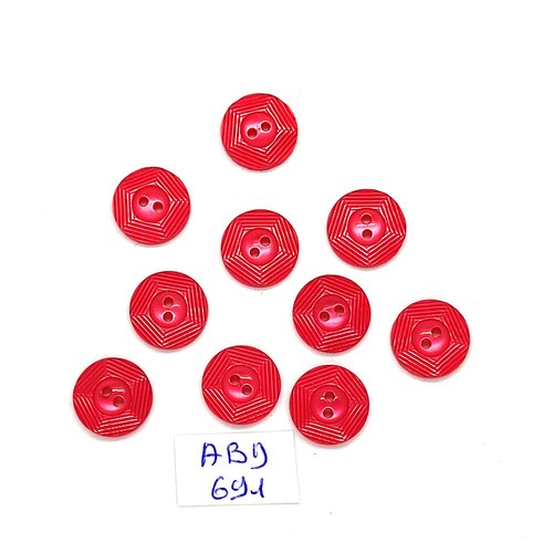 10 boutons en résine rouge - 12mm - abd691