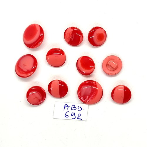 11 boutons en résine rouge et rose - 11mm et 14mm - abd692