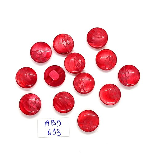 13 boutons en résine rouge - 13mm - abd693
