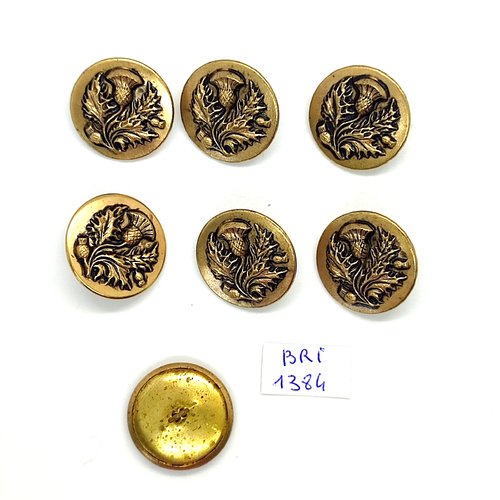 7 boutons en métal doré - fleur - 23mm - bri1384