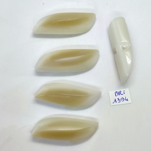 5 boutons brandebourg en résine blanc cassé - 16x48mm - bri1394