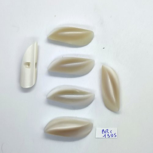 6 boutons brandebourg en résine blanc cassé - 13x38mm - bri1395