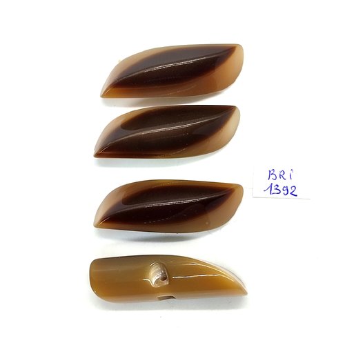 4 boutons brandebourg en résine marron et beige - 17x47mm - bri1392