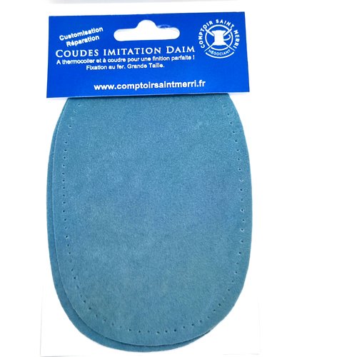 Lot 2 coudes imitation daim - a coudre ou thermocoller - bleu smoke