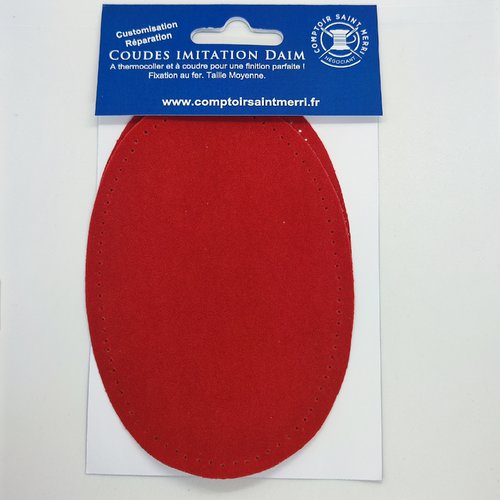 Lot 2 coudes imitation daim - a coudre ou thermocoller - rouge