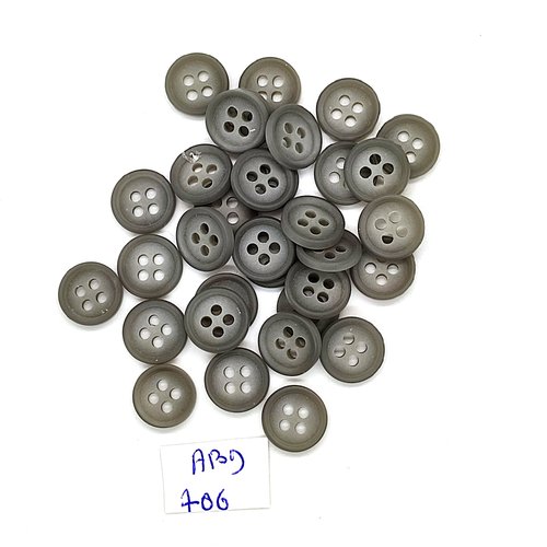 33 boutons en résine gris - 11mm - abd706