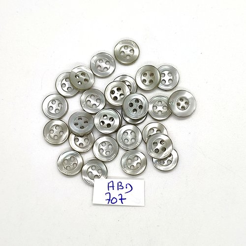 27 boutons en résine gris / vert - 10mm - abd707