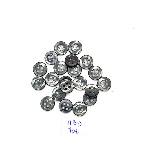21 boutons en résine gris - 10mm - abd708