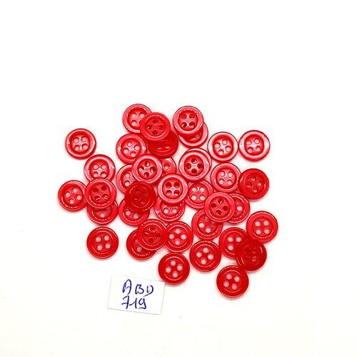 38 boutons en résine rouge - 10mm - abd719