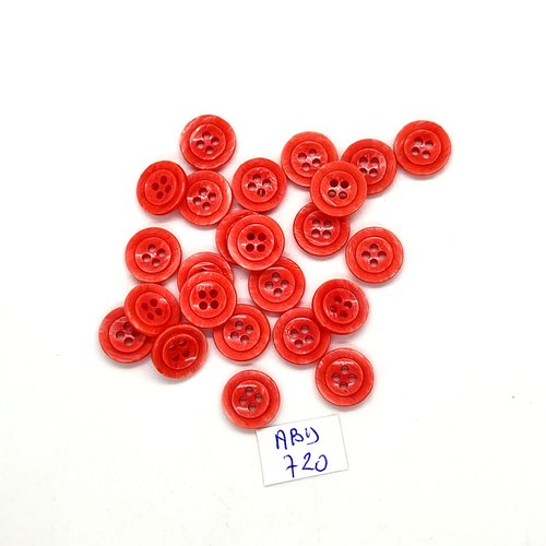24 boutons en résine rouge clair - 12mm - abd720