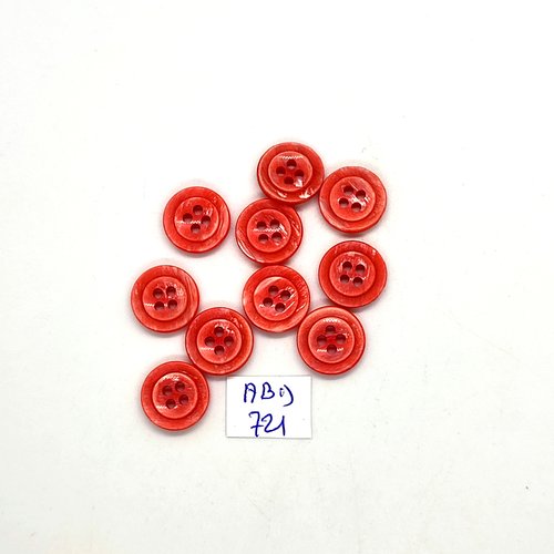 10 boutons en résine rouge clair - 14mm - abd721