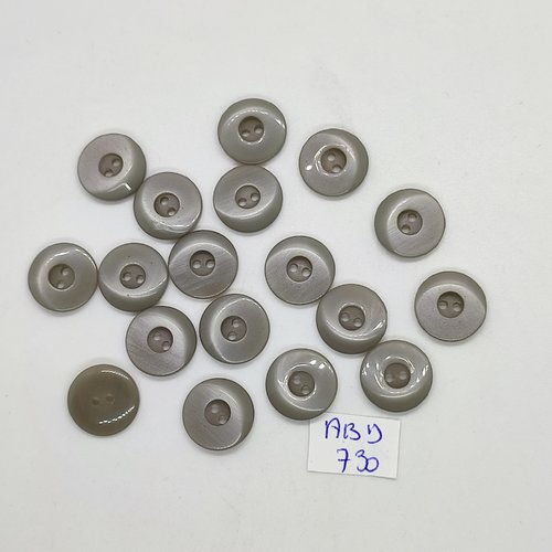18 boutons en résine gris - 14mm - abd730
